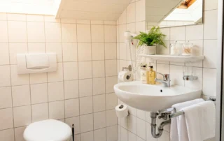 Gemütliches Badezimmer im Wertacher Hof in Wertach im Allgäu